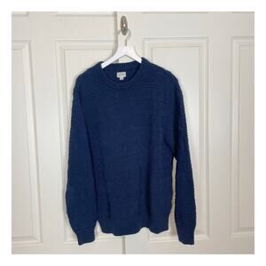 J. Crew Navy Hand Knit Guernsey Stitch Sweater 100% Cotton